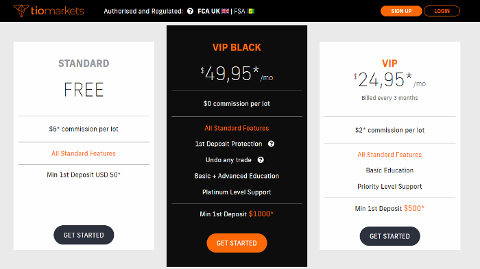 TIOmarkets Broker Account Types