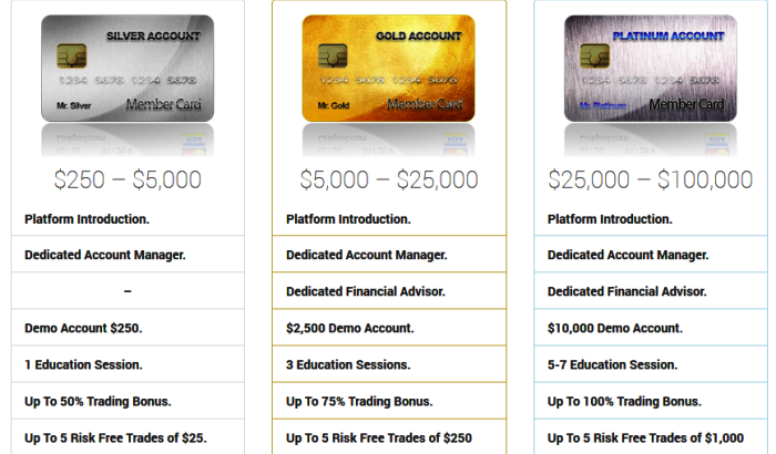 Bit Markets Account Types