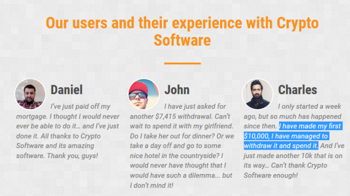 CryptoSoft Fake Software Testimonials
