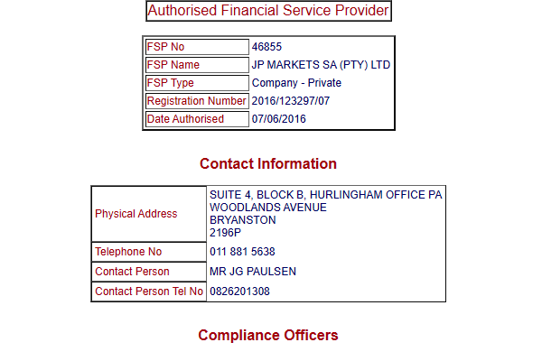 JP Markets License