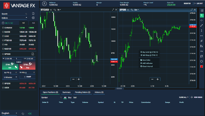 Vantage FX Market Trader App