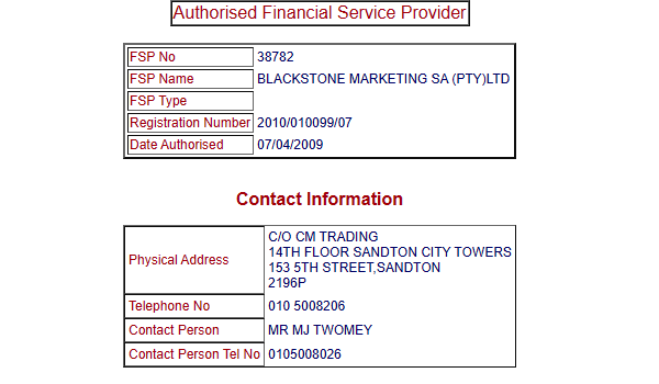 CMTrading FSCA License