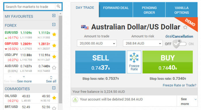 easyMarkets Forex Brokers Trading Platform