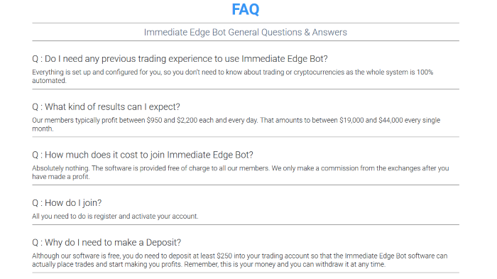 Immediate Edge Bot FAQ